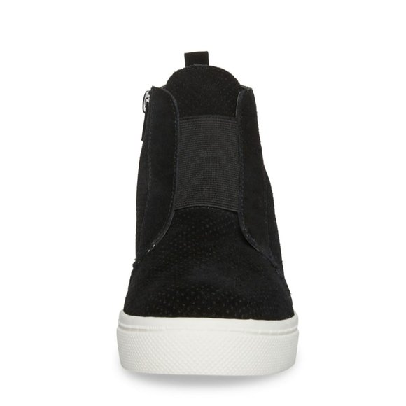 NEW Steve Madden Suede Women Ladies Wedge High Sneaker Black WITH BOX $79 MSRP - Picture 4 of 12